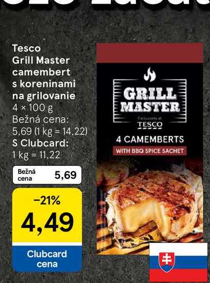 Tesco Grill Master camembert s koreninami na grilovanie 4 × 100 g