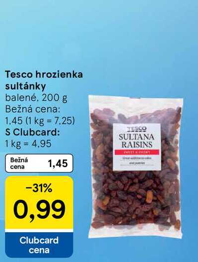 Tesco hrozienka sultánky balené, 200 g