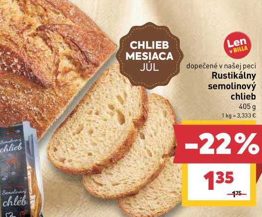 Rustikálny semolinový chlieb 405 g