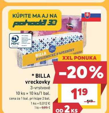BILLA vreckovky 3-vrstvové 10 ks x 10 ks/1 bal.