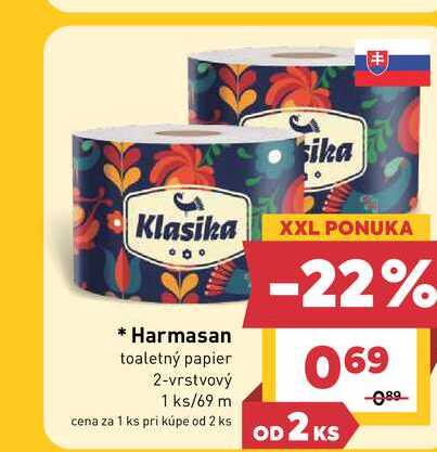 Harmasan toaletný papier 2-vrstvový 1 ks/69 m
