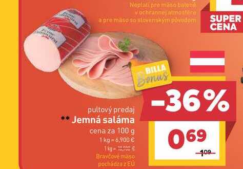 Jemná saláma cena za 100 g 