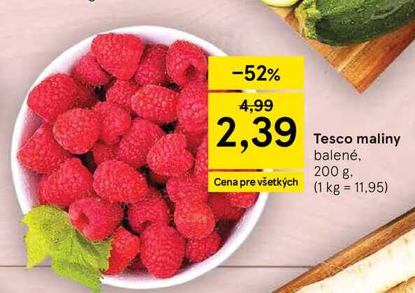 Tesco maliny balené, 200 g