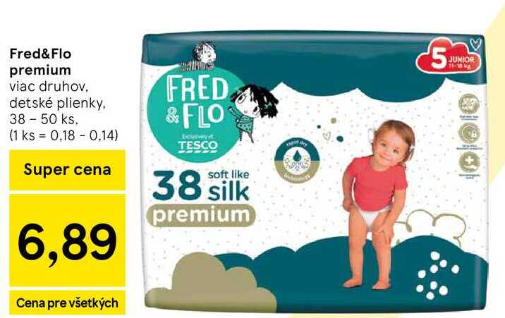 Fred&Flo premium viac druhov detské plienky, 38 - 50 ks