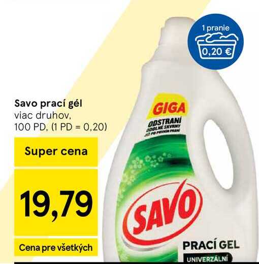 Savo prací gél viac druhov, 100 PD