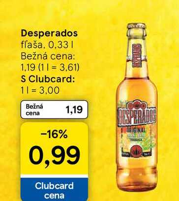 Desperados fľaša. 0,33l