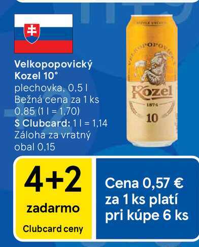 Velkopopovický Kozel 10° plechovka, 0,5l