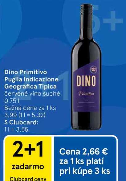 Dino Primitivo Puglia Indicazione Geografica Tipica červené víno suché. 0.75l v akcii