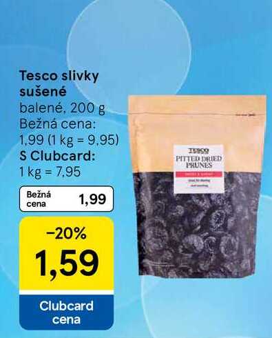 Tesco slivky sušené balené, 200 g