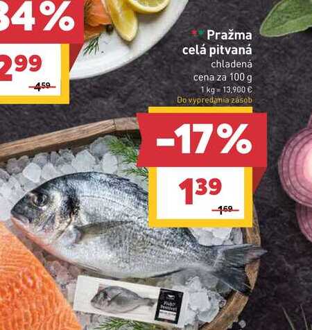 Pražma celá pitvaná chladená cena za 100 g 