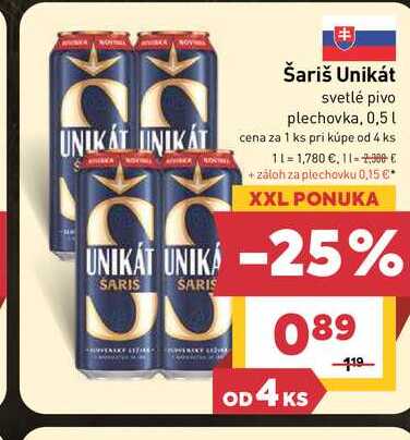 Šariš Unikát svetlé pivo plechovka, 0,5l