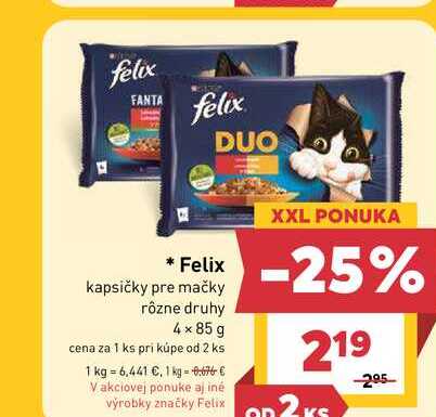 Felix kapsičky pre mačky rôzne druhy 4x85 g