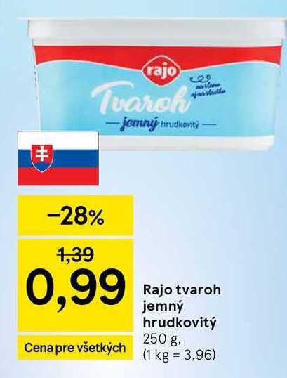 Rajo tvaroh jemný hrudkovitý 250 g
