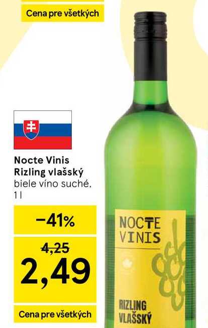 Nocte Vinis Rizling vlašský biele víno suché 1l