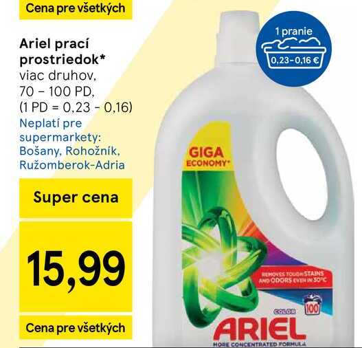 Ariel prací prostriedok viac druhov, 70-100 PD