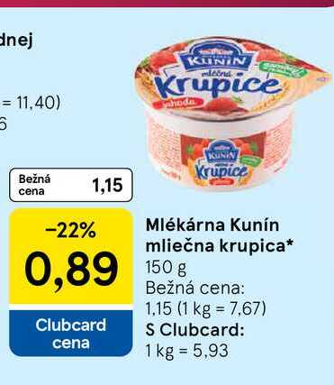 Kunín mliečna krupica 150g