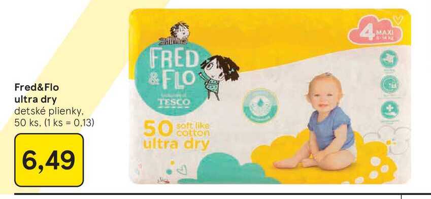 Fred & Flo ultra dry detské plienky, 50 ks