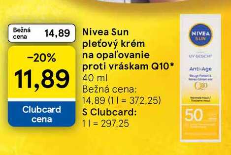 Nivea Sun pleťový krém na opaľovanie proti vráskam Q10 40ml