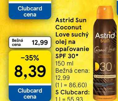 Astrid Sun Coconut Love suchý olej na opal'ovanie SPF 30 150ml