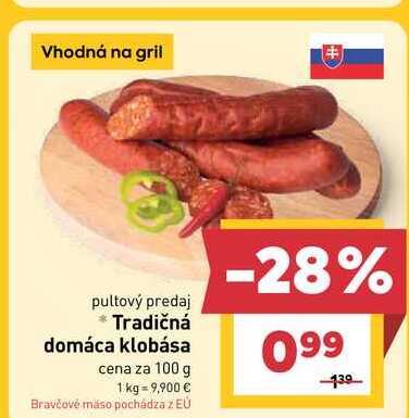 Tradičná domáca klobása cena za 100 g
