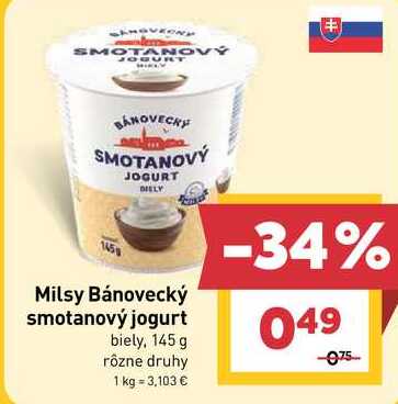 Milsy Bánovecký smotanový jogurt biely, 145 g