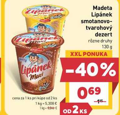 Madeta Lipánek smotanovo-tvarohový dezert rôzne druhy 130 g
