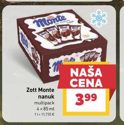 Zott Monte nanuk multipack 4 x 85 ml 