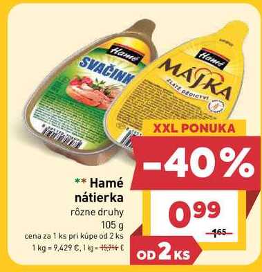 Hamé nátierka rôzne druhy 105 g
