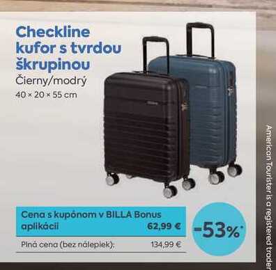 Checkline kufor s tvrdou škrupinou Čierny/modrý 40 x 20 x 55 cm