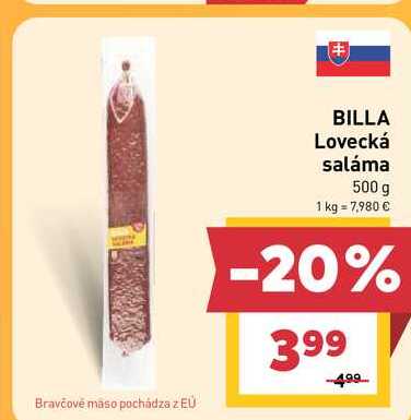 BILLA Lovecká saláma 500 g
