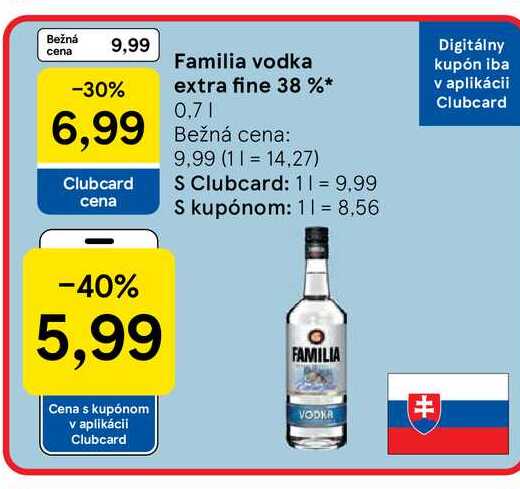 Familia vodka extra fine 38 % 0,7l