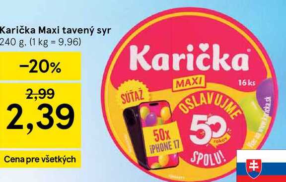 Karička Maxi tavený syr 240 g