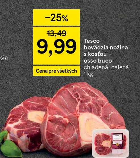 Tesco hovädzia nožina s kosťou - osso buco chladená, balená, 1 kg