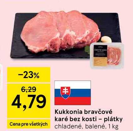 Bravčové karé bez kosti - plátky chladené, balené, 1 kg
