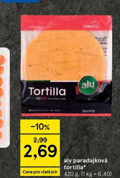aly burrito paradajková tortilla 420 g