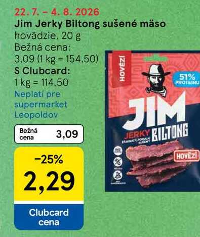 Jim Jerky Biltong sušené mäso hovädzie 20 g