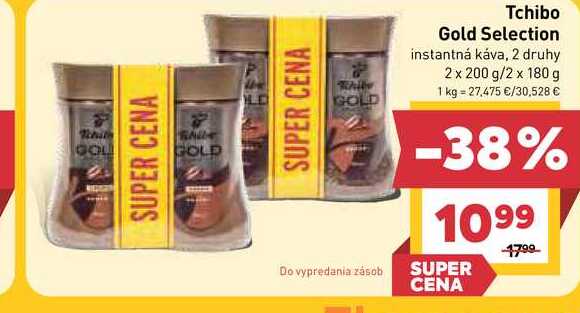 Tchibo Gold Selection instantná káva, 2 druhy 2 x 200 g/2 x 180 g v akcii