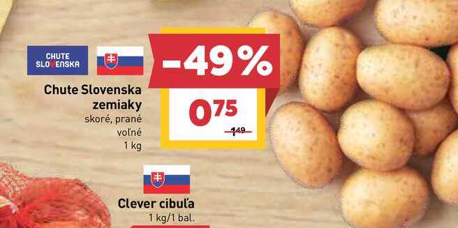 Chute Slovenska zemiaky skoré, prané voľné 1 kg