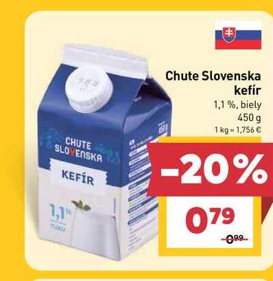 Chute Slovenska kefír 1,1%, biely 450 g v akcii