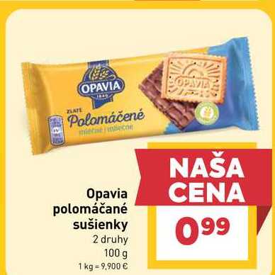 Opavia polomáčané sušienky 2 druhy 100 g v akcii