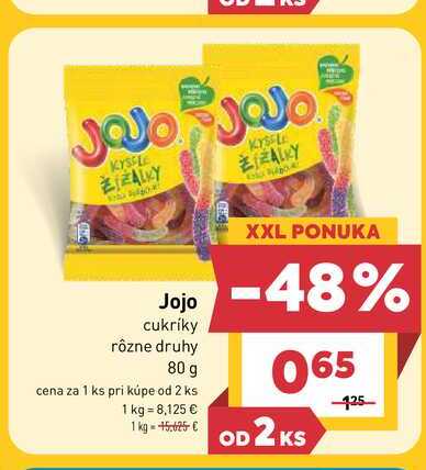 Jojo cukríky rôzne druhy 80 g 