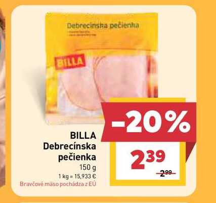 BILLA Debrecínska pečienka 150 g
