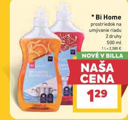 Bi Home prostriedok na umývanie riadu 2 druhy 500 ml