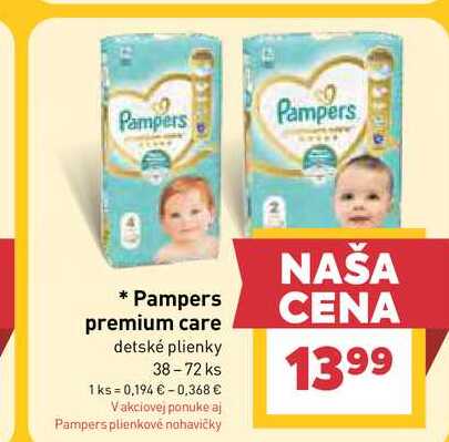 Pampers premium care detské plienky 38-72 ks