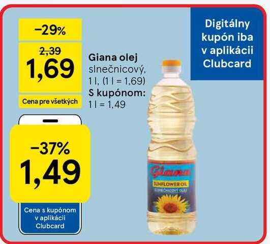 Giana olej slnečnicový 1L