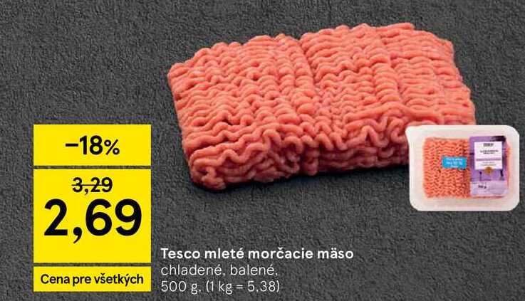 Tesco mleté morčacie mäso chladené, balené, 500 g