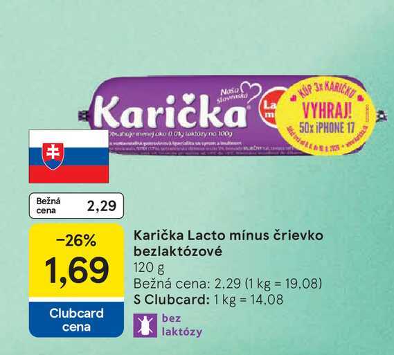 Karička Lacto mínus črievko bezlaktózové 120 g 