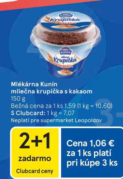 Kunín mliečna krupička s kakaom 150 g 