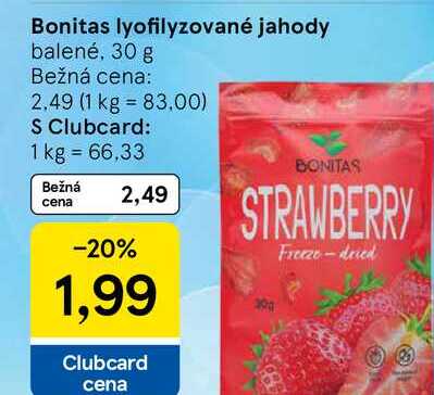 Bonitas lyofilyzované jahody balené, 30 g 