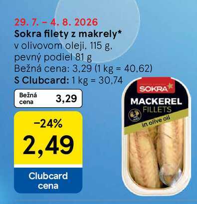 Sokra filety z makrely v olivovom oleji, 115 g